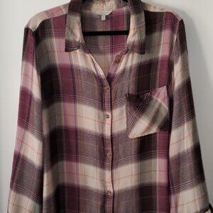 Lucky burgundy and cream plaid, incredibly soft, wonderful details